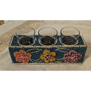 Beaded 3-Candle Votive Holder Journeys Fly By Night Floral Traveler Collection